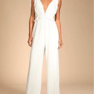 NWT Lulus White Backless Wide-Leg Jumpsuit